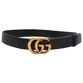 Schwarzer Gucci Leder Running GG Gürtel Größe 30 Schwarz