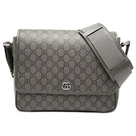 Borsa a tracolla Gucci Medium GG Supreme Ophidia grigia Grigio