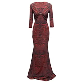 Red & Black Roberto Cavalli Leopard Print Evening Dress Size IT 46 Red