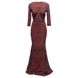 Robe de soirée Roberto Cavalli à imprimé léopard rouge et noir Taille IT 46 Rouge