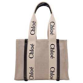 Chloé Borsa Tote Chloe Woody Beige & Nero Beige