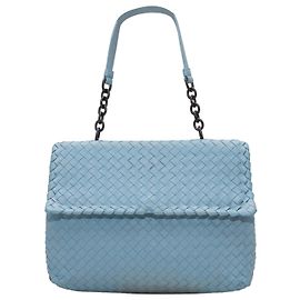 Light Blue Bottega Veneta Intrecciato Leather Handbag Blue