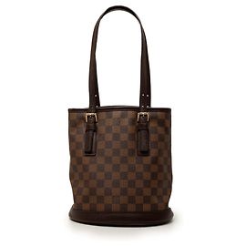 Borsa a secchiello Marais Damier Ebene marrone Louis Vuitton Marrone