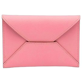 Pink Hermès Epsom Envelope Card Holder MM Pink