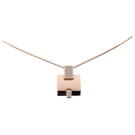 Gold Hermès Gold Plated and Enamel Eileen Pendant Necklace Golden