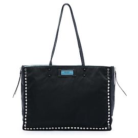 Tote Tessuto Etiquette borchiata nero Prada Nero