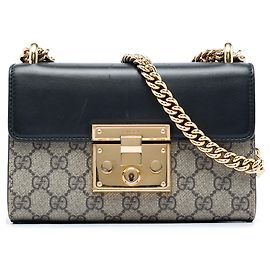 Bolsa transversal Gucci Small GG Supreme com cadeado preto Preto