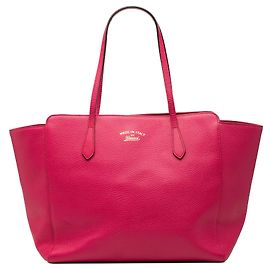 Sac cabas Swing en cuir rose de taille moyenne Gucci Rose