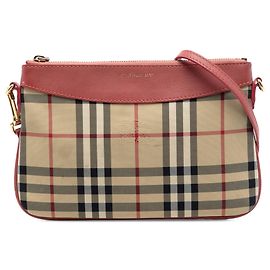 Bolsa transversal Peyton em lona Burberry Haymarket Check bege Bege