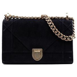 Borsa a tracolla Diorama piccola in velluto nero Dior Nero