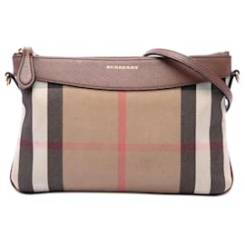 Burberry House Check Canvas Derby Peyton Umhängetasche in Tan Kamel
