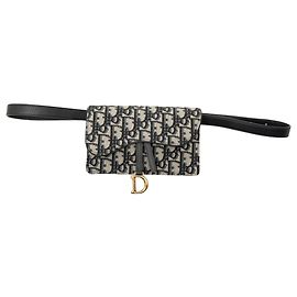 Sac ceinture Saddle en toile Dior Oblique bleue Bleu