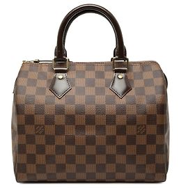Bolsa Boston Louis Vuitton Damier Ebene Speedy 25 marrom Marrom