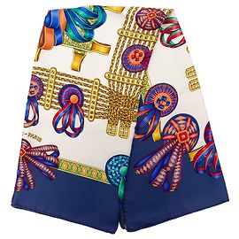 Sciarpa in seta Hermès Les Rubans du Cheval 90 blu Blu