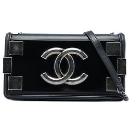 Borsa a tracolla Boy Brick in agnello e acrilico nero Chanel Nero