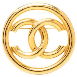 Chanel CC runde Brosche vergoldet Golden