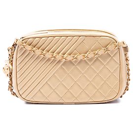 Gold Chanel Small Quilted Lambskin Coco Boy Camera Bag Golden