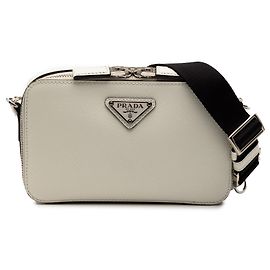 Borsa a tracolla Prada Saffiano Brique bianca Bianco