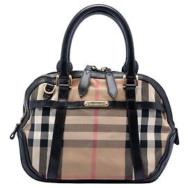Bolsa Orchard em lona House Check Burberry marrom com acabamento em couro Marrom
