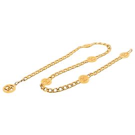 Chanel CC Gold Plated Chain Link Station Gürtel Golden
