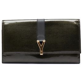 Cartera de viaje Chyc Ligne en charol verde Saint Laurent Verde