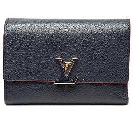 Cartera compacta Louis Vuitton Taurillon Capucines azul Azul