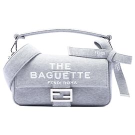 Borsa a tracolla Fendi Marc Jacobs Medium Jersey Logo Baguette grigia Grigio