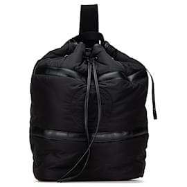 Black Saint Laurent Nylon Rive Gauche Drawstring Backpack Black