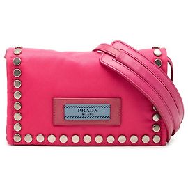 Borsa a tracolla Prada Tessuto Etiquette rosa Rosa