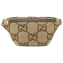 Gucci Jumbo GG Canvas Web Gürteltasche Beige Beige