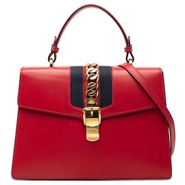 Bolso Gucci Medium Leather Web Sylvie Top Handle Bag Satchel rojo Roja