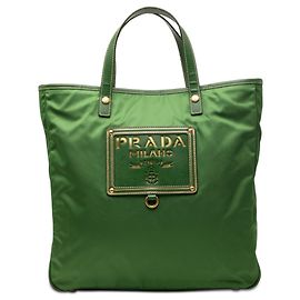 Bolsa Tote Conversível Prada Saffiano Trimmed Tessuto Logo Plate Verde Verde