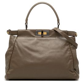Borsa Fendi Medium Peekaboo in pelle di vitello marrone Marrone