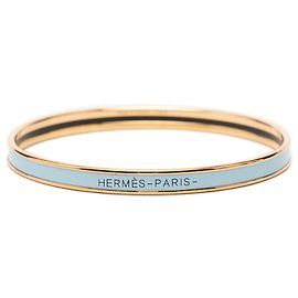 Bracciale Hermès Extra Narrow Enamel Uni Bangle 62 Costume Blu