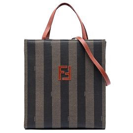 Brown Fendi Pequin Coated Canvas FF Convertible Backpack Brown