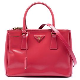 Bolsa Satchel Prada Small Saffiano Vernice Galleria Double Zip Rosa Rosa