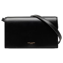 Borsa a tracolla in pelle di vitello liscia nera Saint Laurent Nero