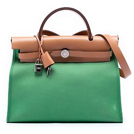 Bolso Hermès Toile Herbag Zip 31 verde Verde