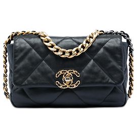 Borsa Chanel 19 in agnello nero, misura Medium Nero