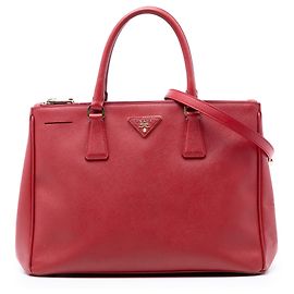 Bolso Satchel Prada Large Saffiano Lux Galleria Double Zip Rojo Roja