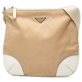 Bolsa transversal Tessuto com acabamento em couro bege Prada Bege