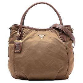 Bolsa Prada Vitello Daino com acabamento em Tessuto marrom Marrom