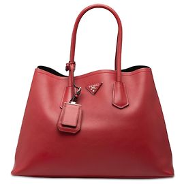 Sac double Saffiano Cuir Large rouge Prada Rouge