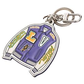 Porta-chaves e charm Illustre em couro estampado e latão roxo Louis Vuitton LV Varsity Jacket Roxo