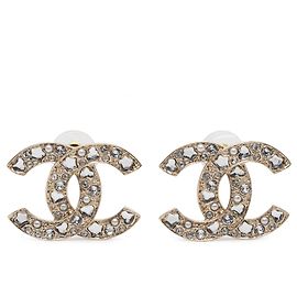 Chanel CC Ohrringe vergoldet mit Strass und Kunstperlen, Stecker Golden
