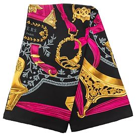 Sciarpa in seta Hermès Etriers 90 nera Nero