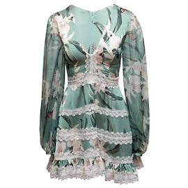 Autre Marque Robe mini à imprimé floral vert et crème PatBO Taille US 0 Vert