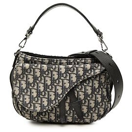 Bolsa Saddle em lona Oblique Dior azul mini Azul