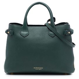 Bolsa satchel Burberry Medium em couro verde e House Check Verde