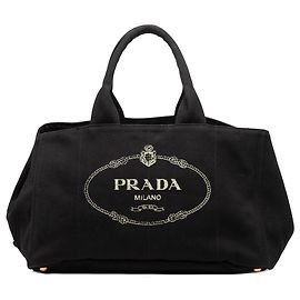 Sac cabas et sacoche Prada Large Canvas Canapa Logo noir Noir